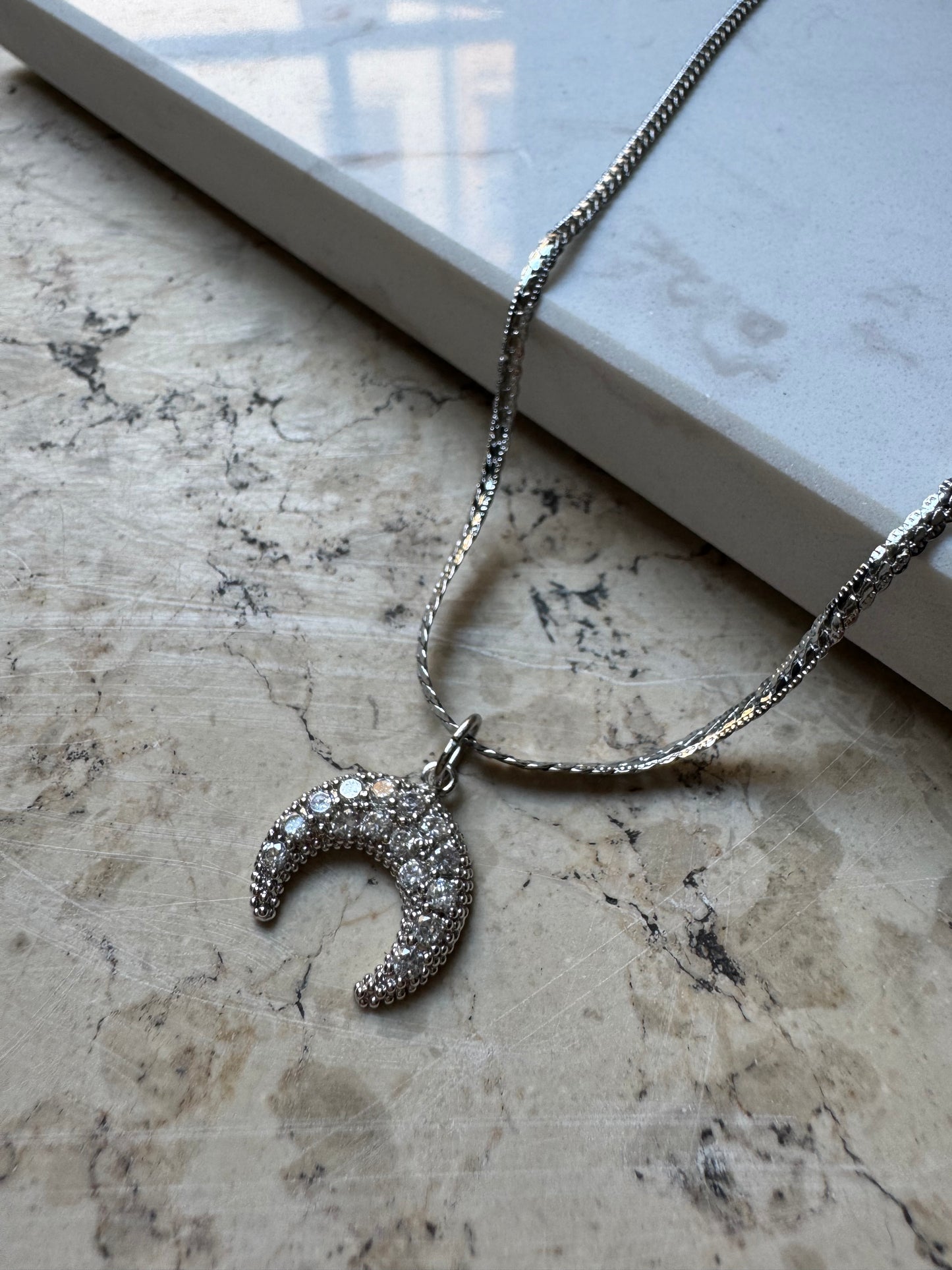 Collana Mezza Luna Zirconcini