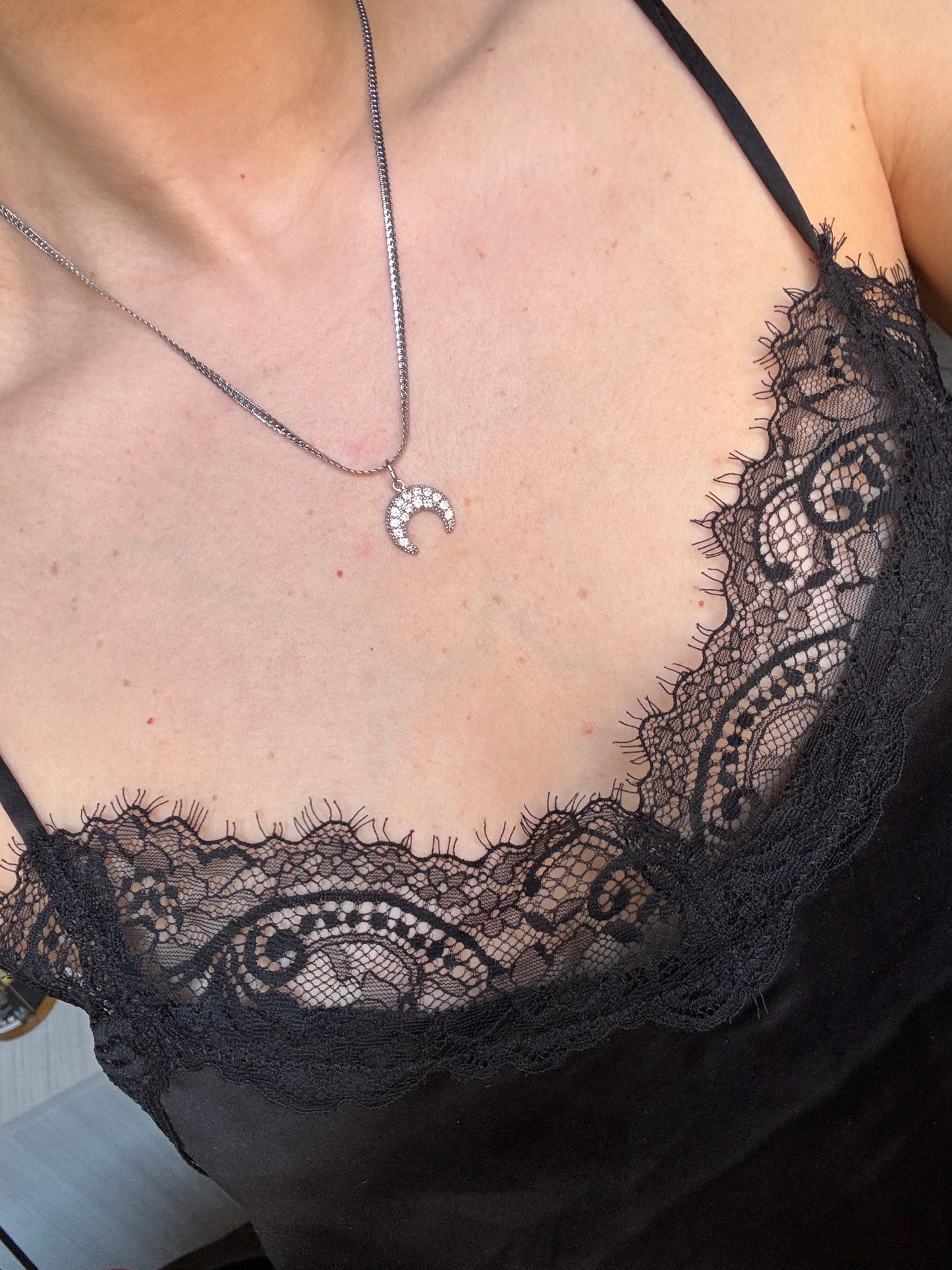 Collana Mezza Luna Zirconcini