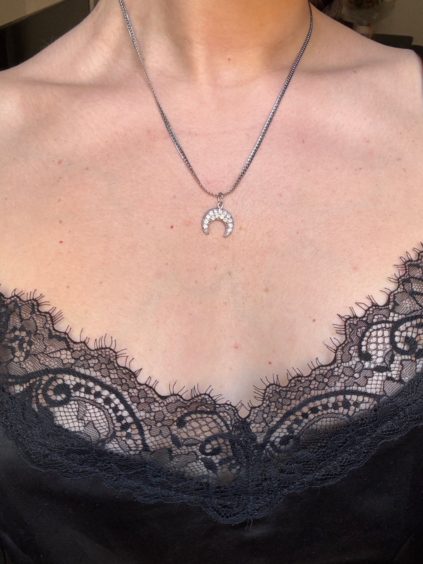 Collana Mezza Luna Zirconcini