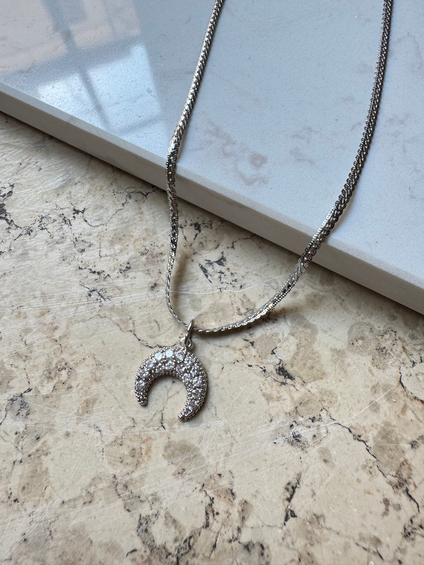 Collana Mezza Luna Zirconcini