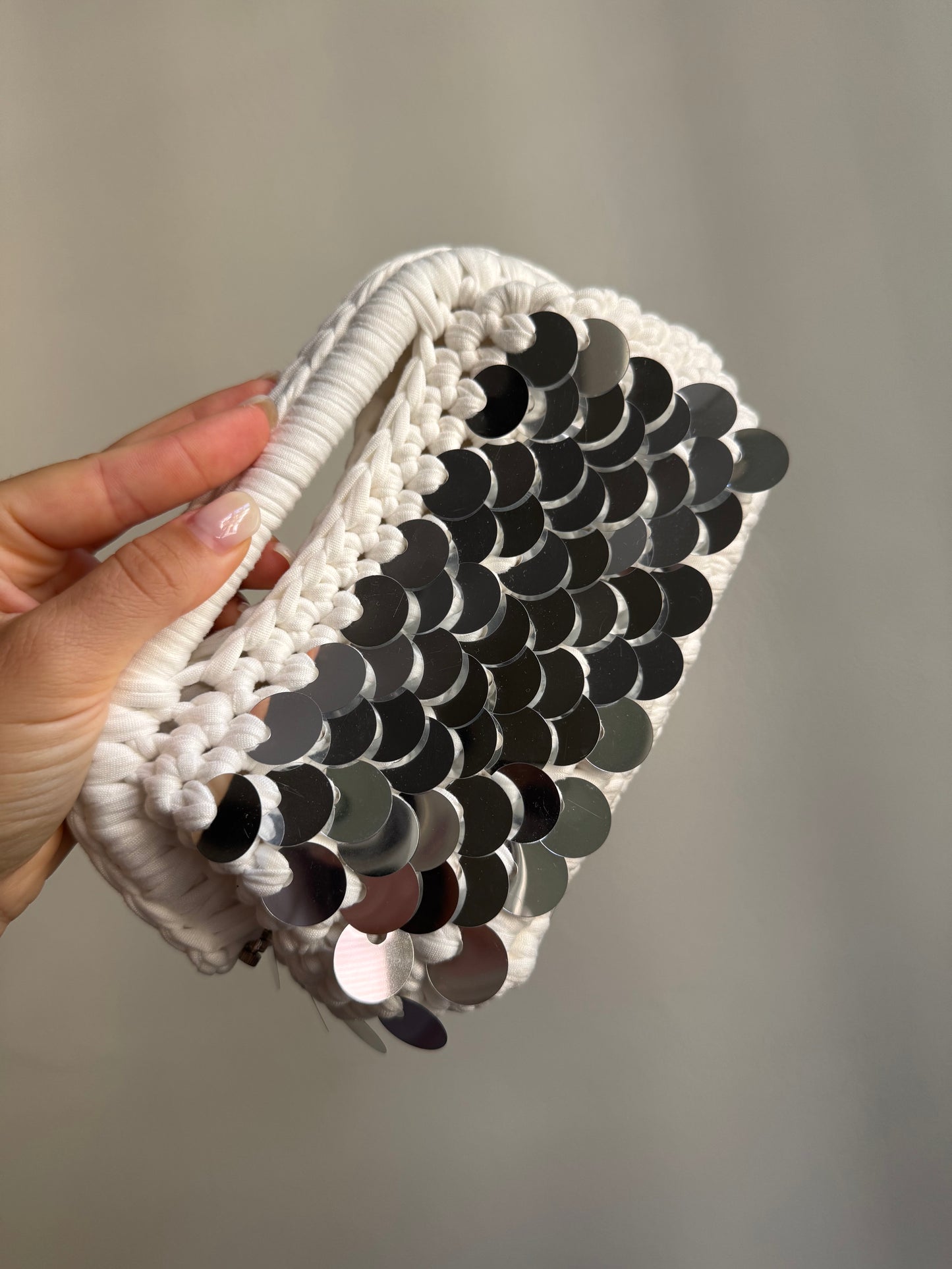 Clutch Paillettes Bianca