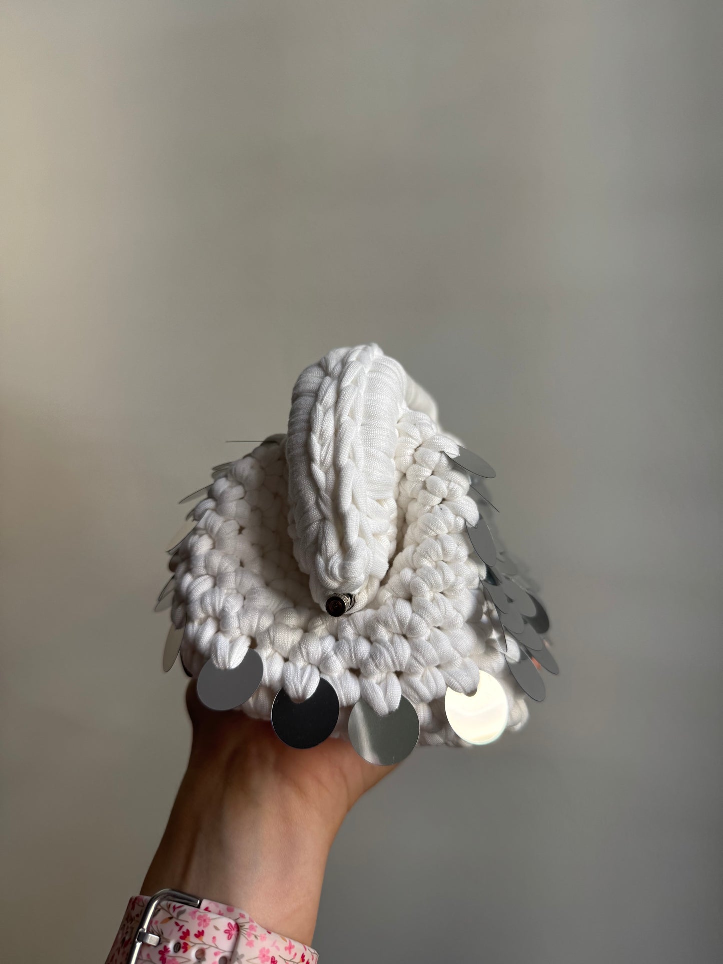 Clutch Paillettes Bianca