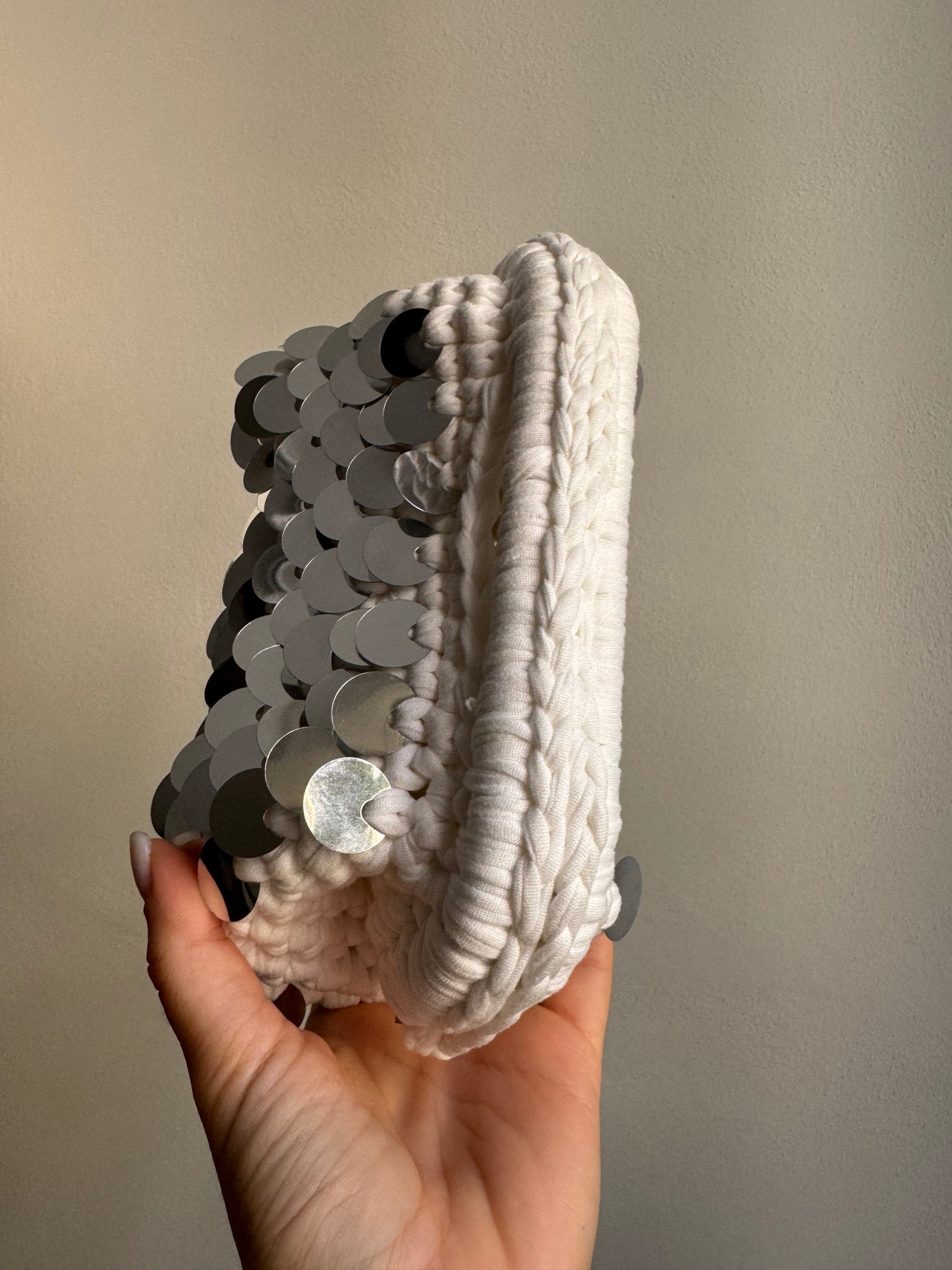 Clutch Paillettes Bianca