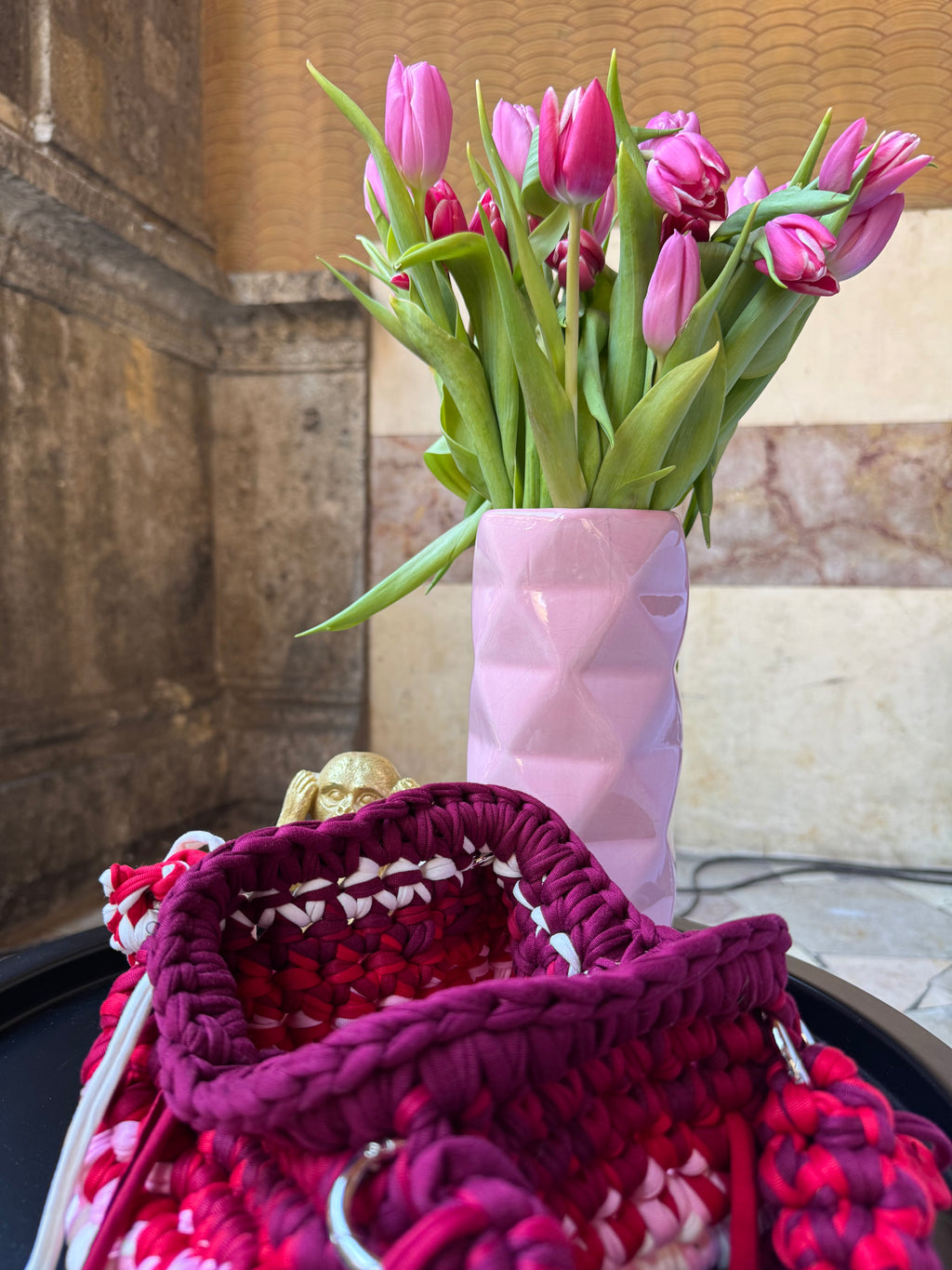 Clutch Manico Multicolor Fucsia