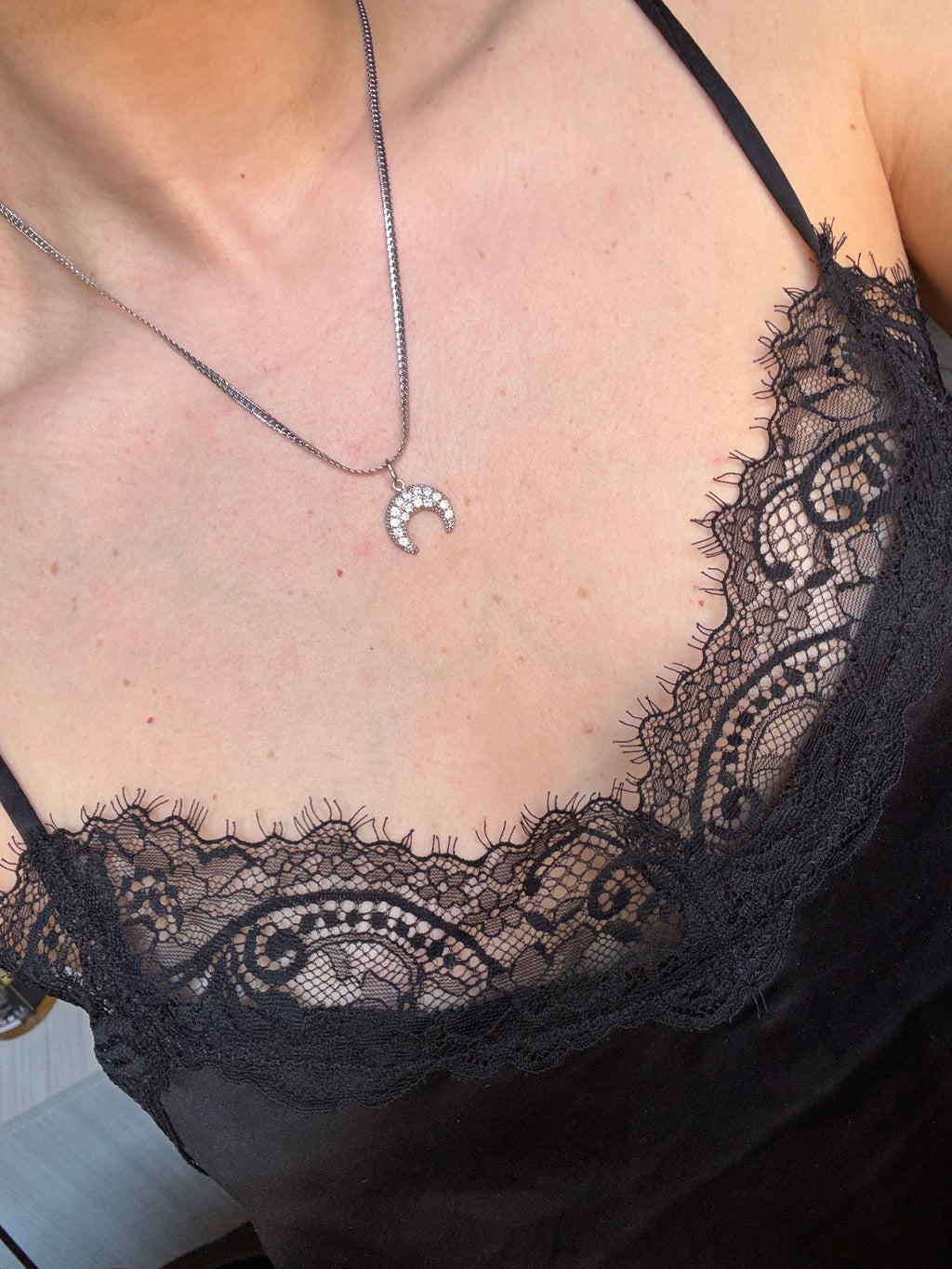 Collana Mezza Luna Zirconcini
