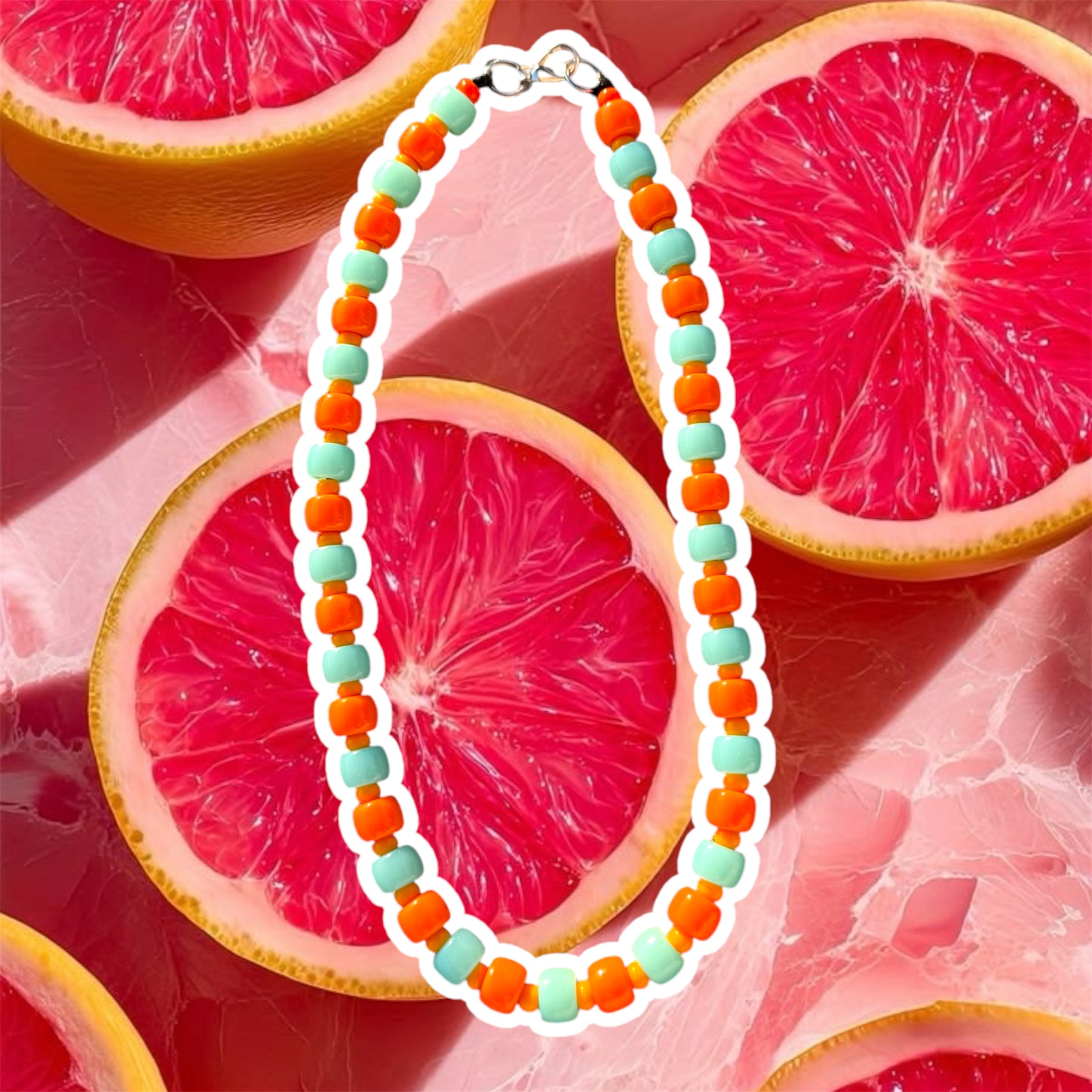 Collana Marshmallow Arancione/Azzurro