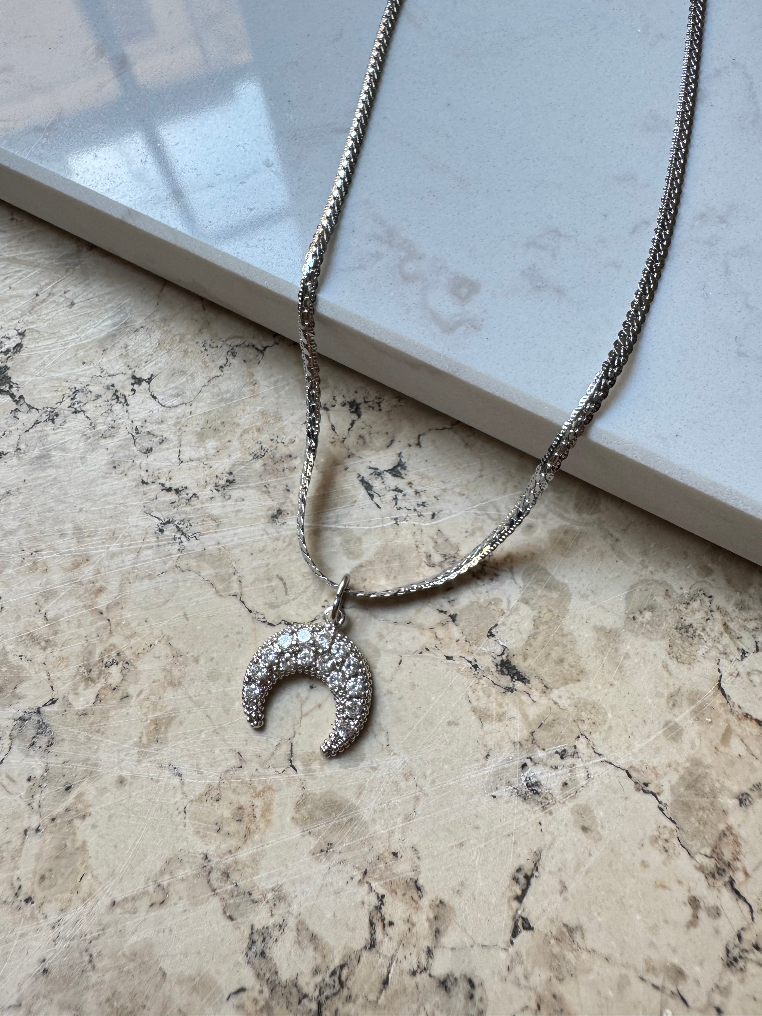 Collana Mezza Luna Zirconcini