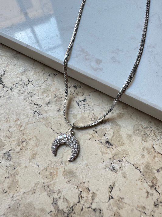 Collana Mezza Luna Zirconcini