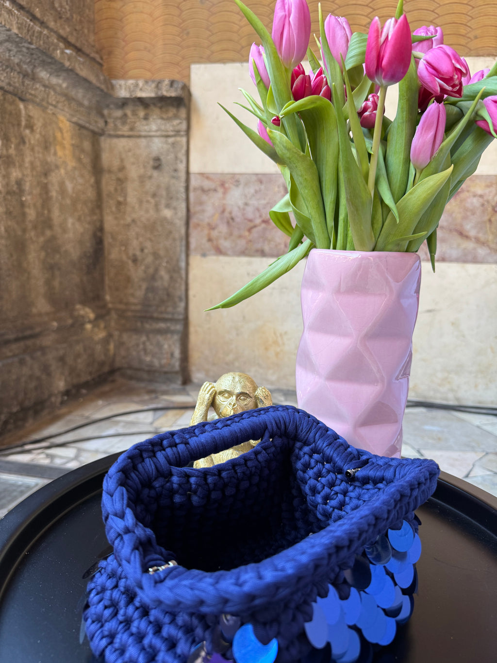 Clutch Paillettes Blu