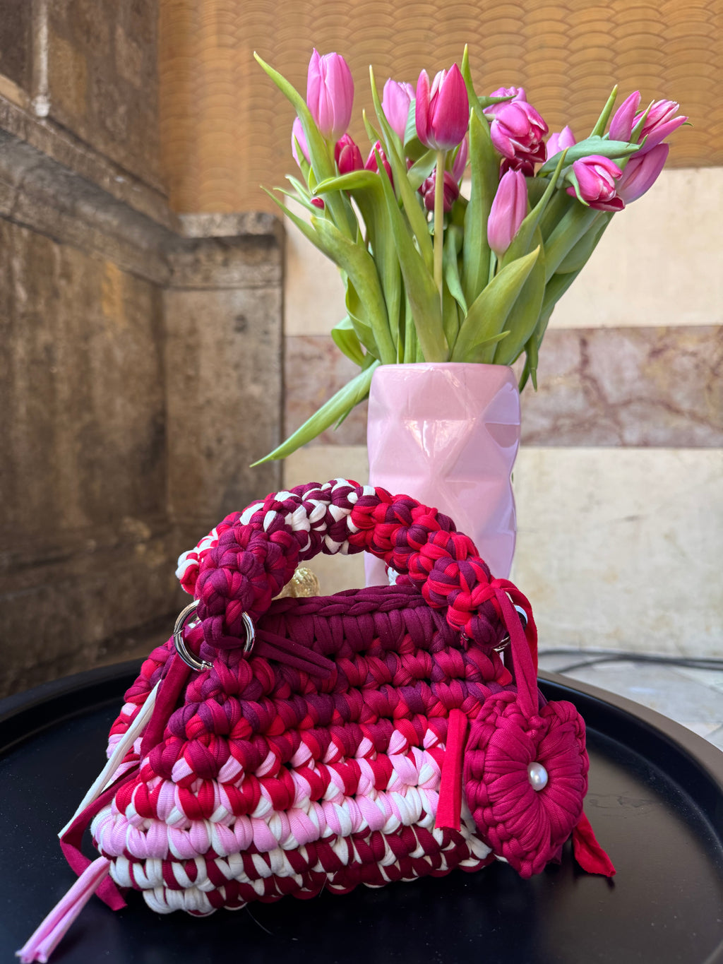 Clutch Manico Multicolor Fucsia