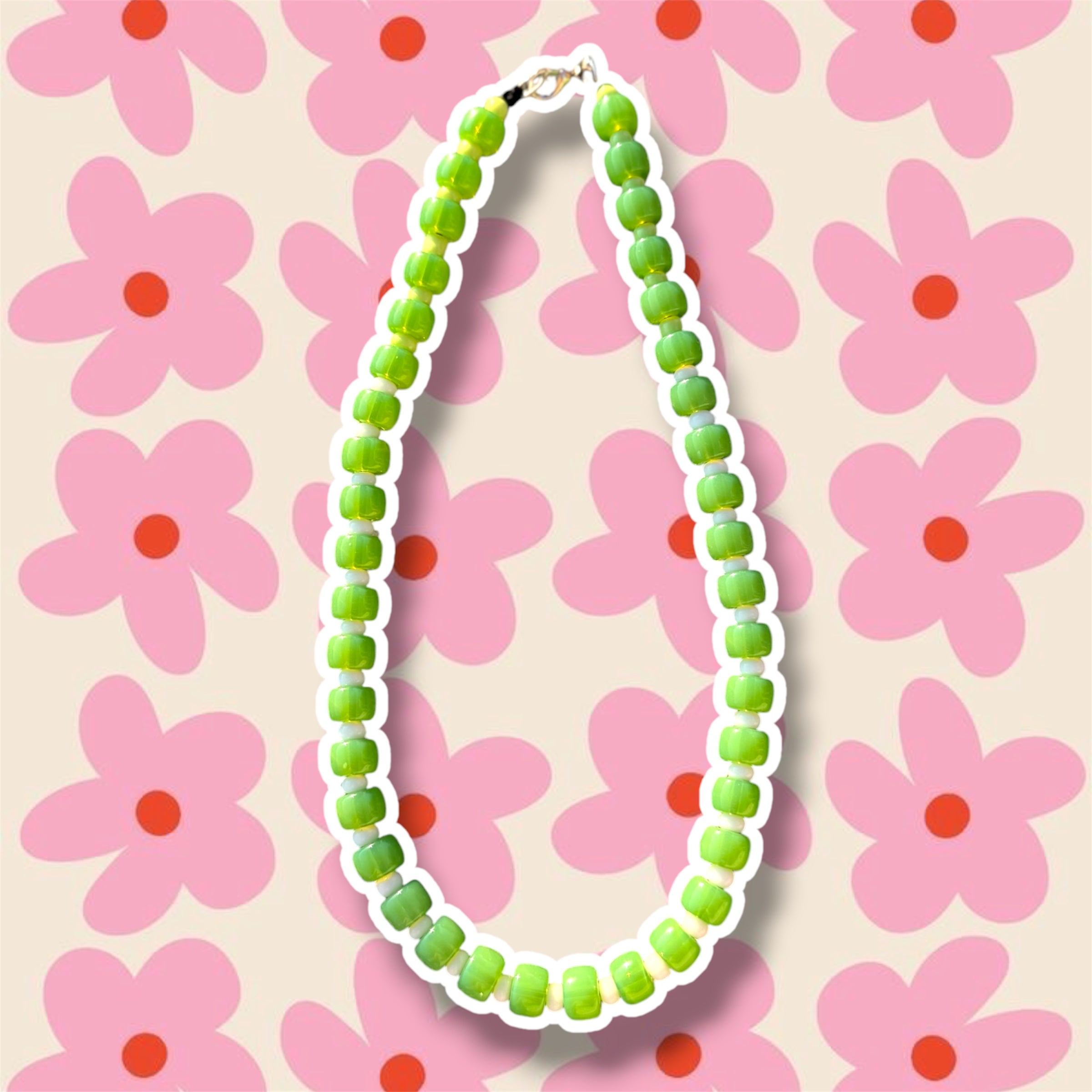 Collana Marshmallow Verde/Bianco