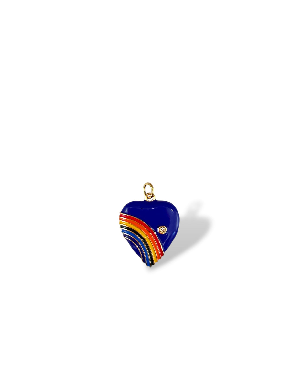 CHARM CUORE BLU ARCOBALENO