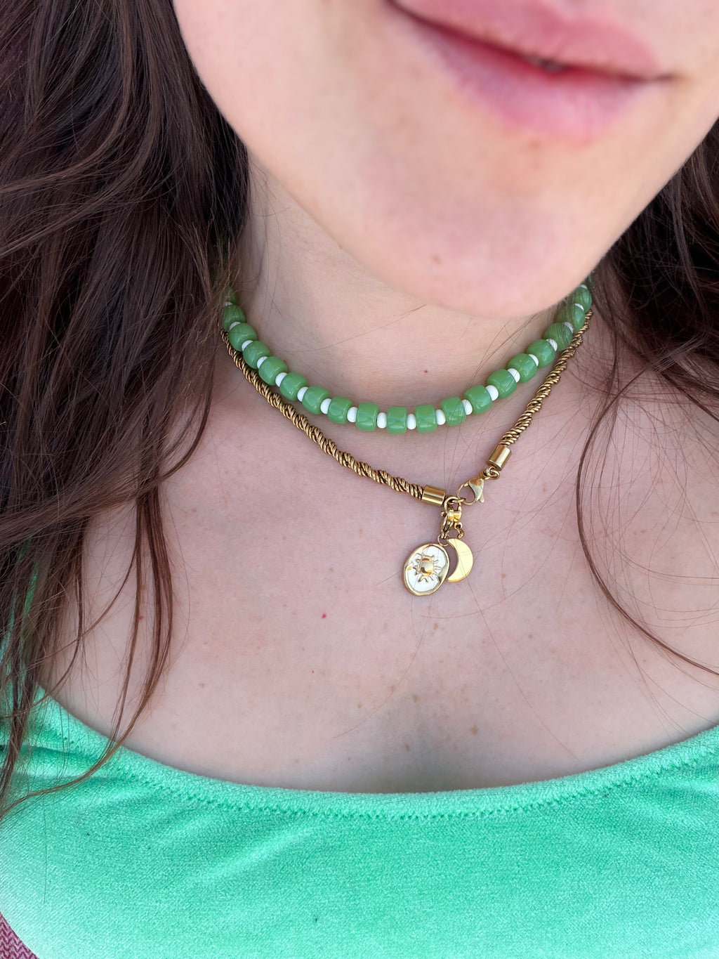 Collana Marshmallow Verde/Bianco