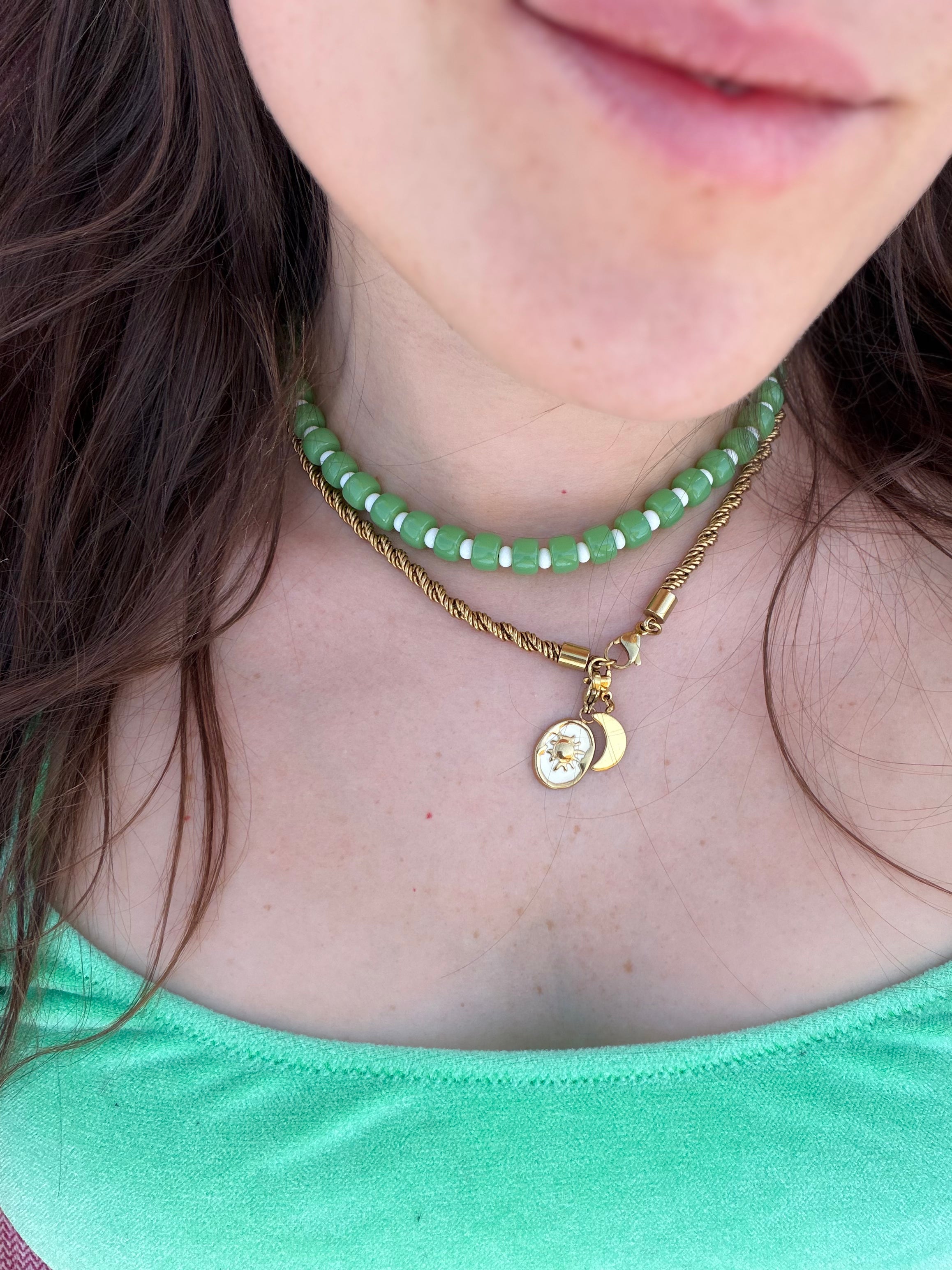 Collana Marshmallow Verde/Bianco